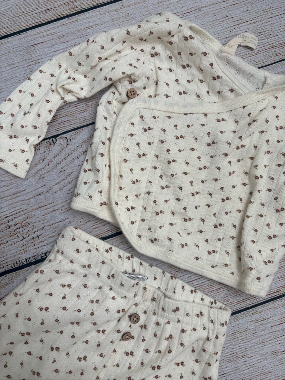 SNUG Cream Floral Baby Pajama Set - Soft Footed Sleepwear